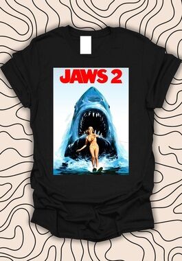 Jaws 2 Movie Poster T-Shirt Black